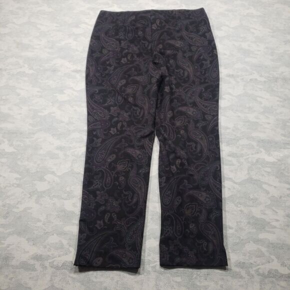 Chicos Fabulously Slimming Womens 2 Black Paisley Print Pull On Pockets - Picture 9 of 10